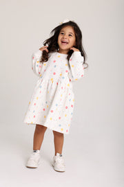 baby girls cotton dress – offwhite with flowers print
