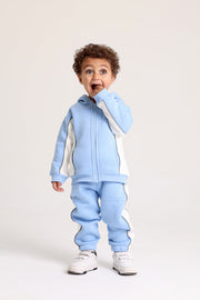unisex baby cotton outfit Set – baby blue with elephant print