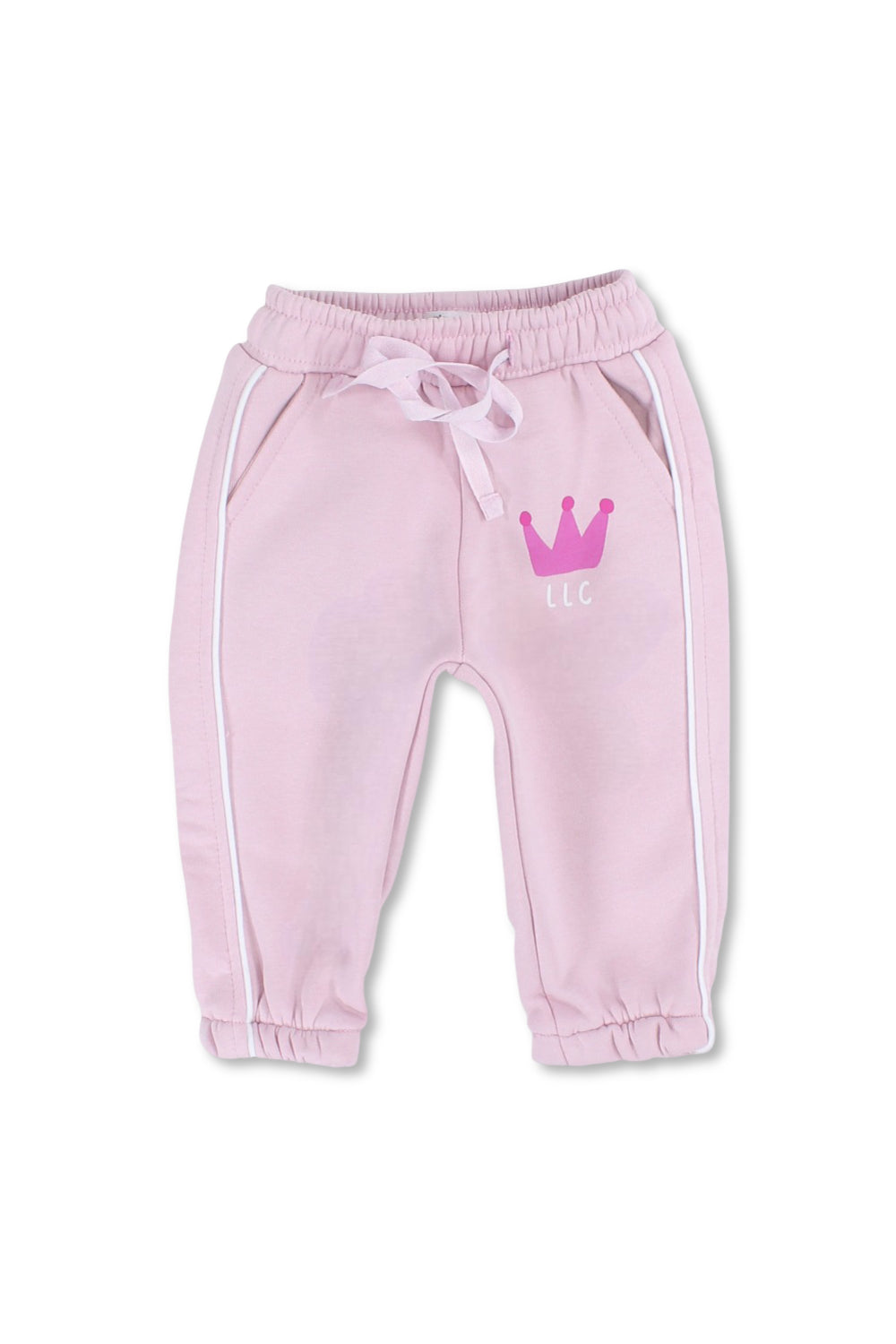 baby girls cotton sweatpants – pink with crown print