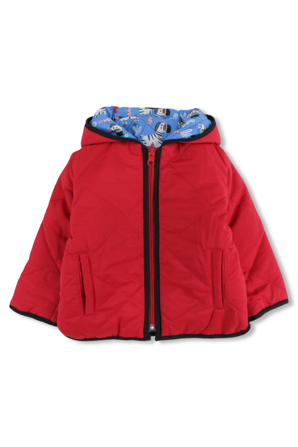 boys waterproof reversible jacket – red & babyblue