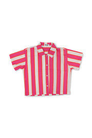 girls cotton shirt – fuchsia & offwhite