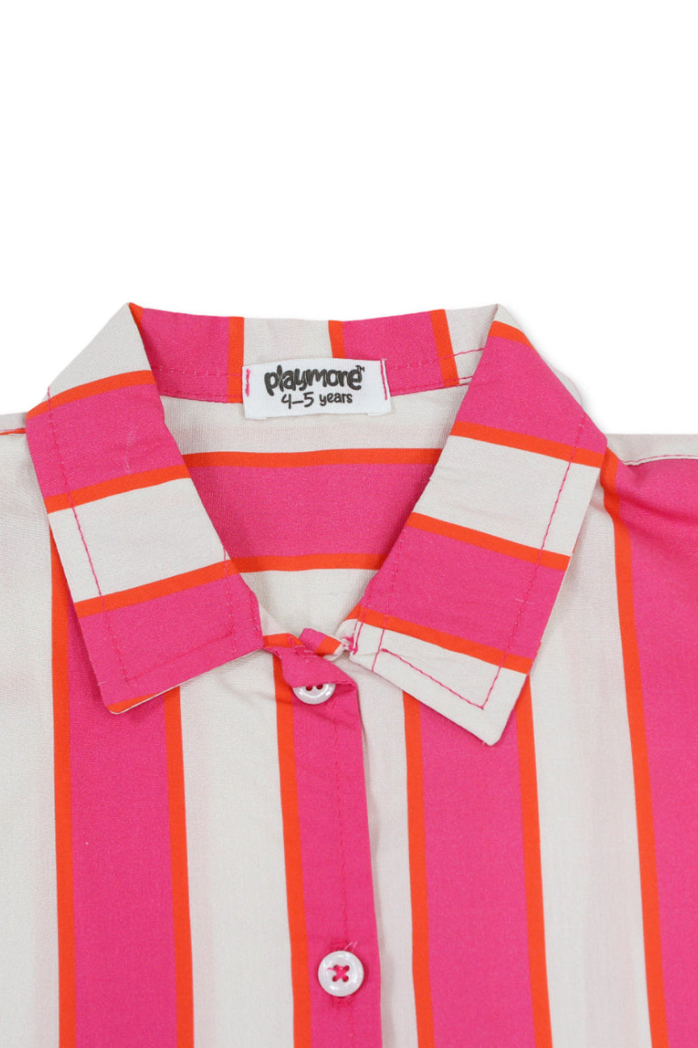 girls cotton shirt – fuchsia & offwhite