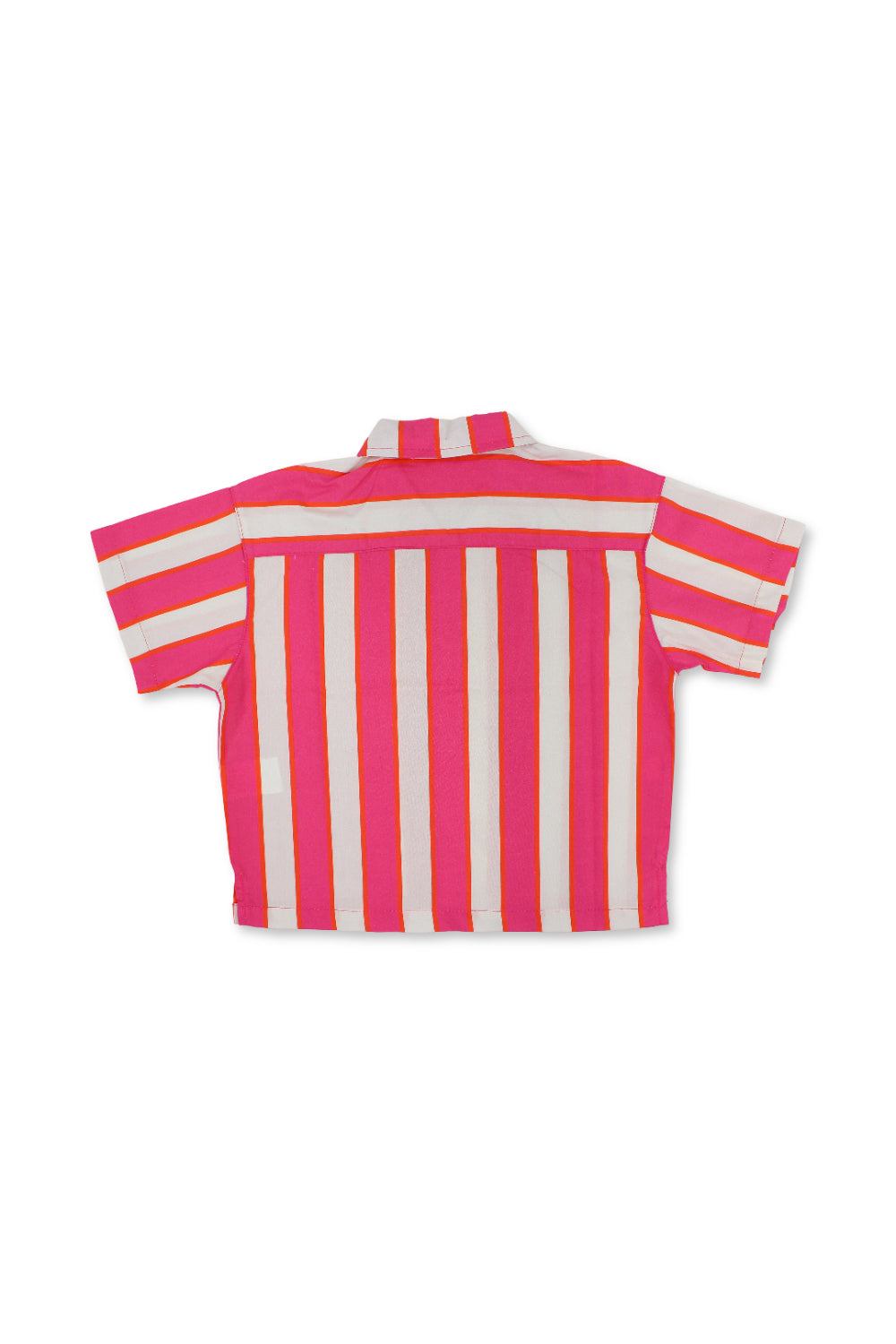 girls cotton shirt – fuchsia & offwhite