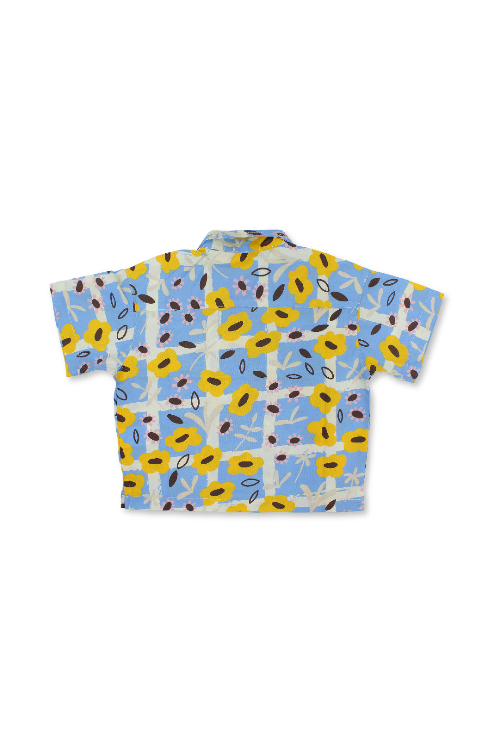girls cotton shirt – baby blue with flowers print