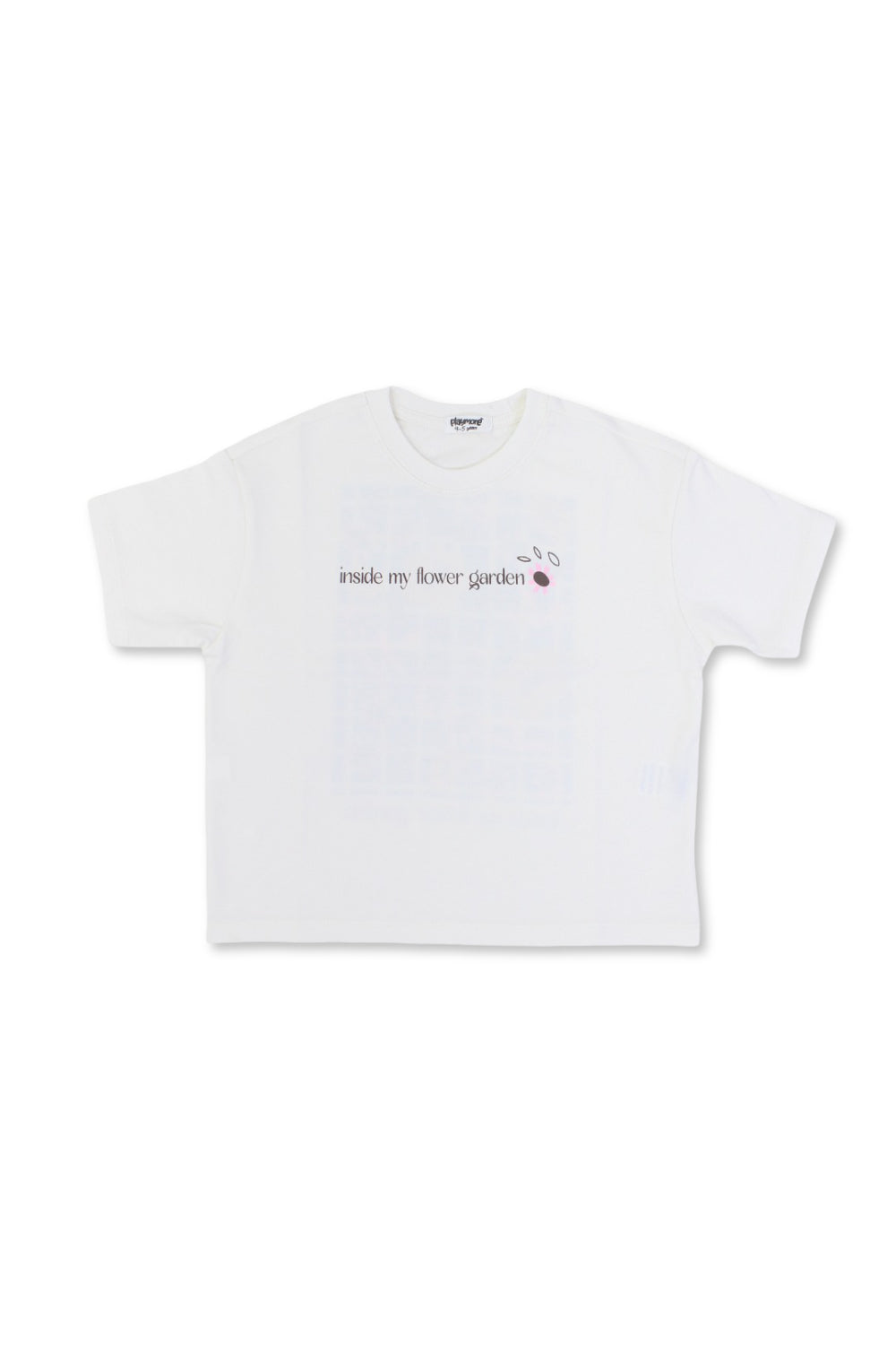 girls cotton t-shirt – offwhite "inside my flower garden" print