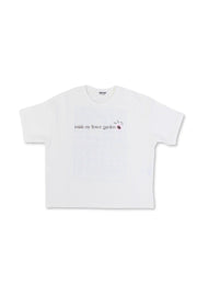 girls cotton t-shirt – offwhite "inside my flower garden" print
