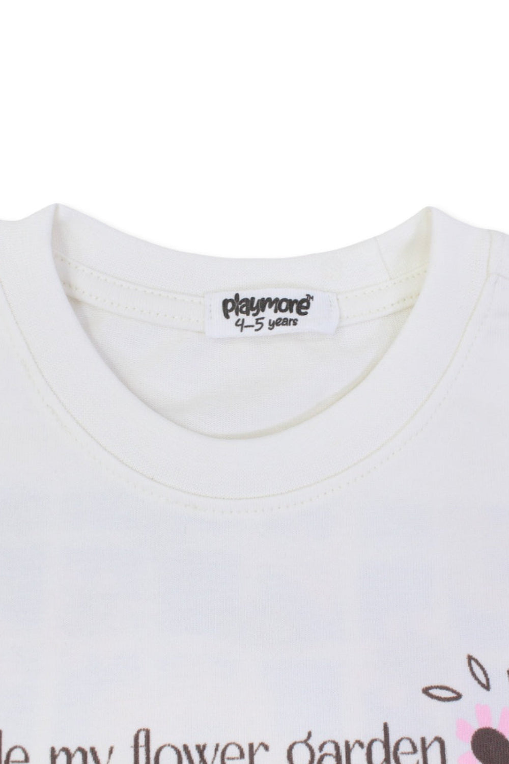 girls cotton t-shirt – offwhite "inside my flower garden" print