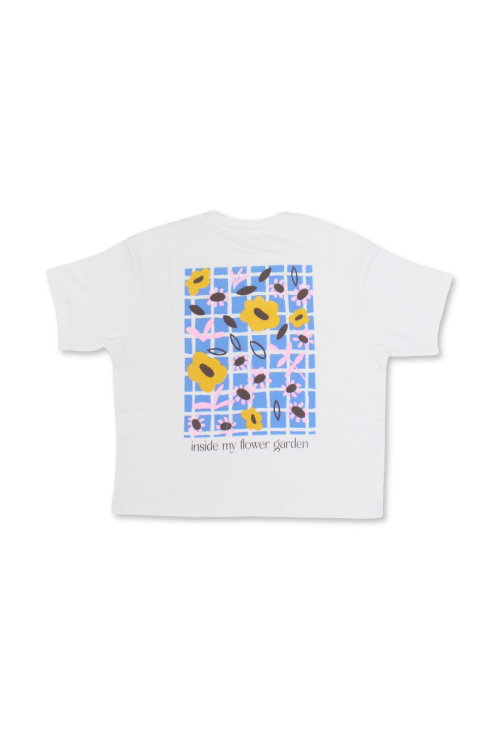 girls cotton t-shirt – offwhite "inside my flower garden" print