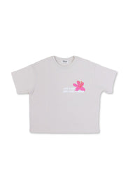 girls cotton t-shirt – beige "just a girl who loved flowers" print