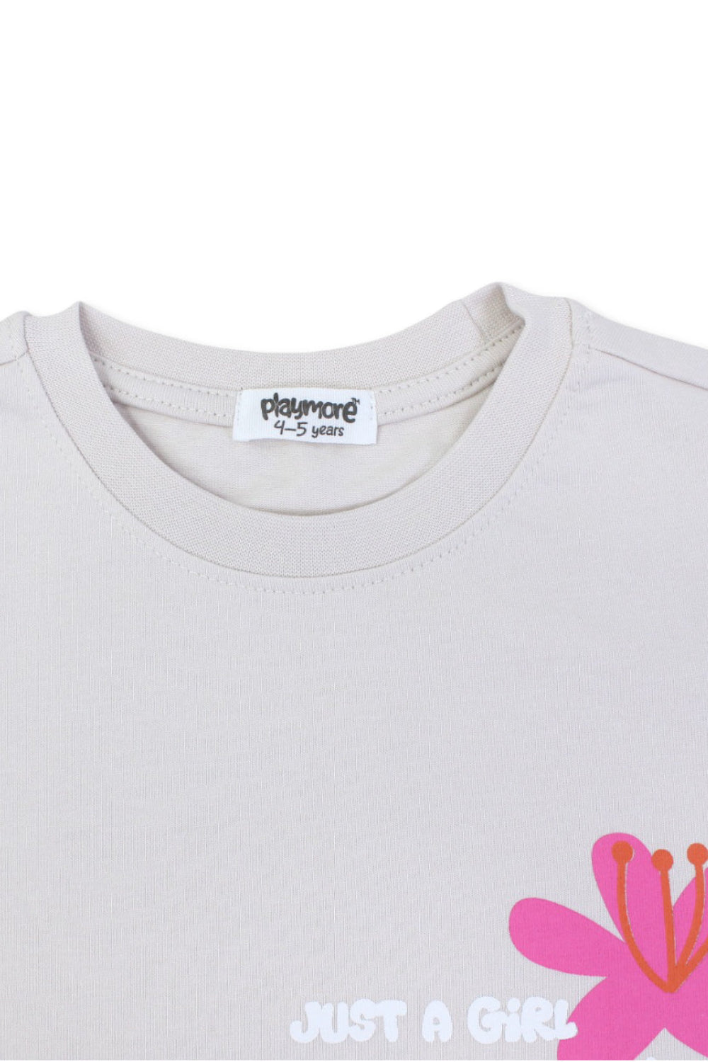 girls cotton t-shirt – beige "just a girl who loved flowers" print