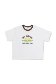 boys cotton t-shirt – offwhite with "get outside" print