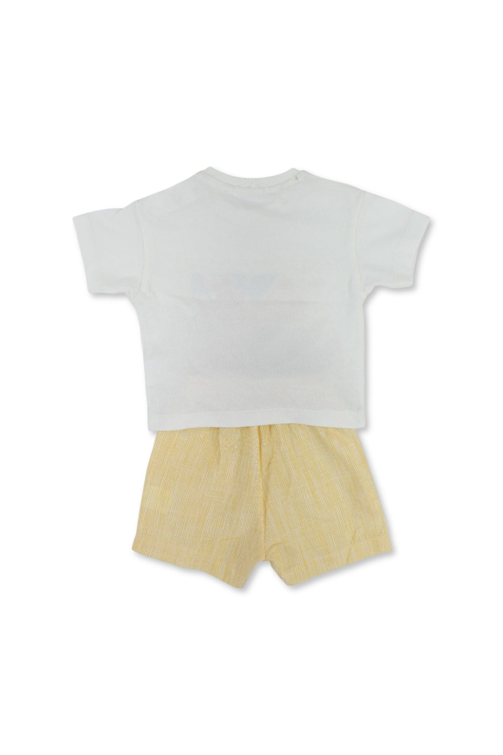 unisex baby cotton outfit set – off-white & yellow printed