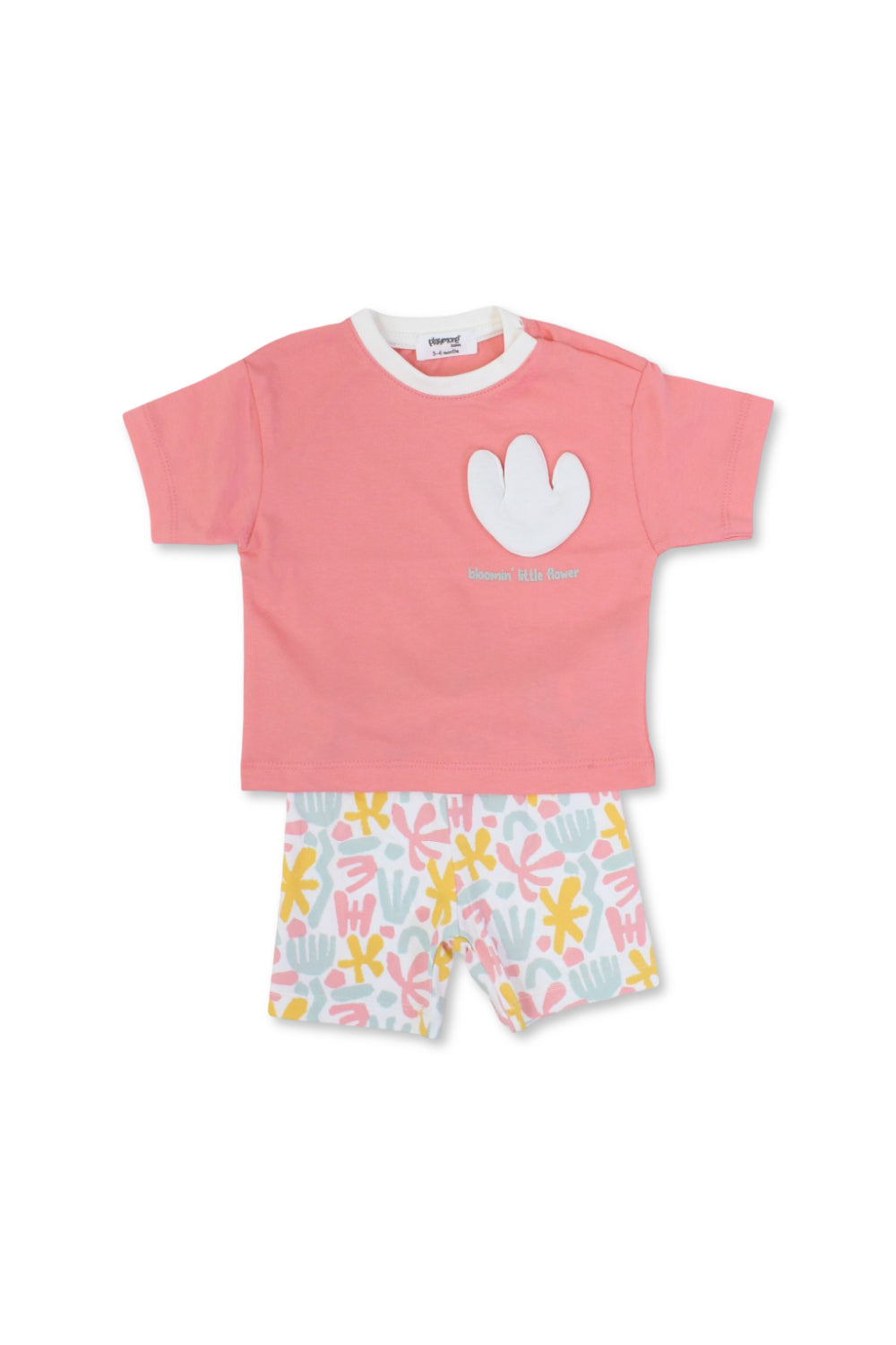 baby girls cotton outfit set – watermelon with "bloom little flower" print