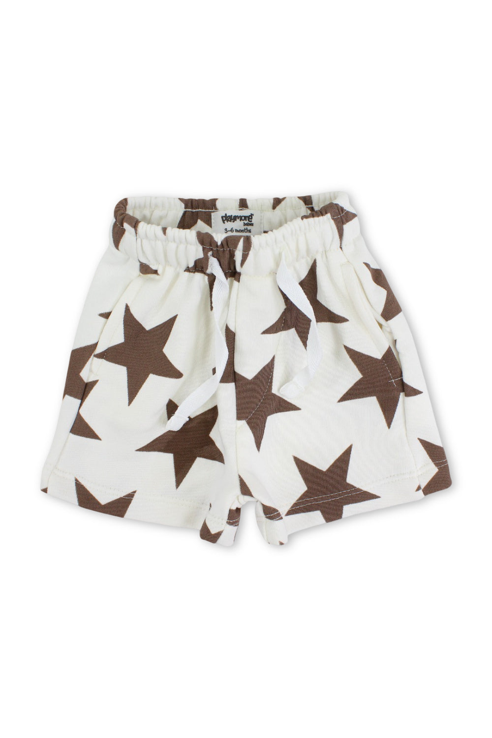 baby boys cotton shorts – off-white with stars print