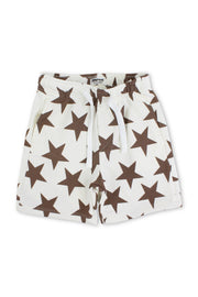 boys cotton shorts – off-white with stars print