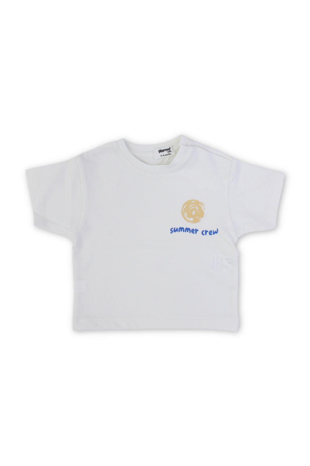 unisex baby cotton t-shirt – off-white with "summer crew" print