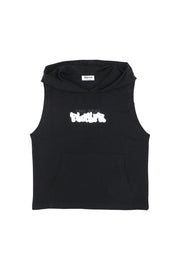 boys cotton hooded sleeveless t-shirt – black
