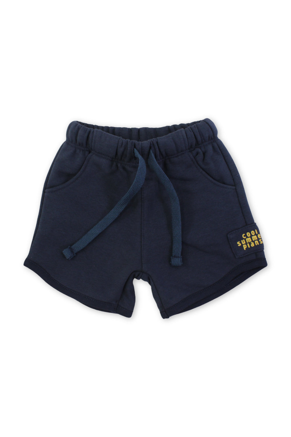 unisex baby cotton short – navy with "cool summer pians" print