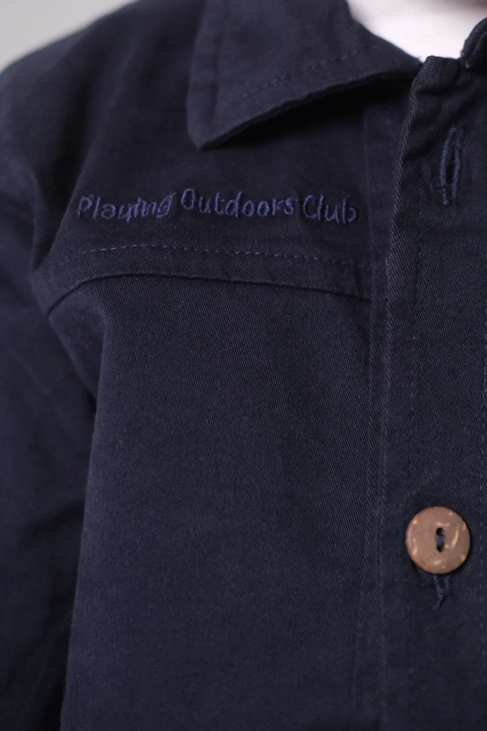 unisex kids "playing outdoors club" gabardine shirt – navy - playmore