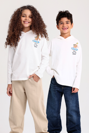 unisex cotton hooded – offwhite with "play all the games" print