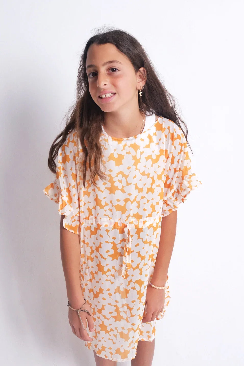 yellow floral ruffled coverup - playmore