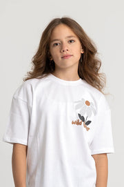 "wild flower" short-sleeved t-shirt – white - playmore