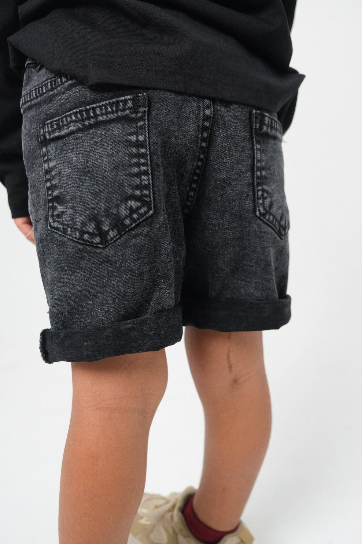 black jean shorts - playmore