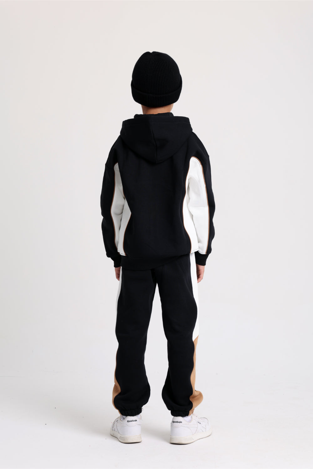boys cotton hoodie – back with “play more“ print