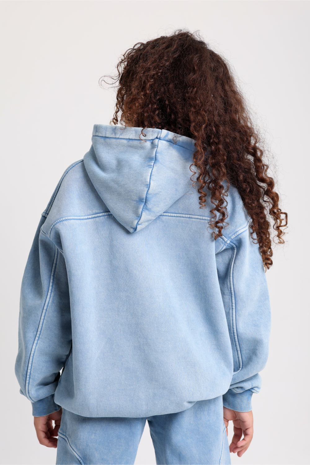 teens cotton hoodie – baby blue with "play like a champion" design