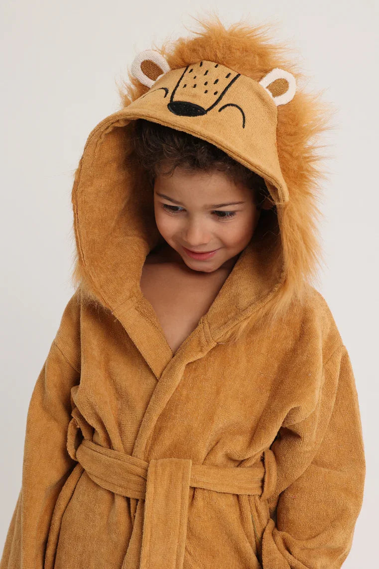 unisex swim robe – brown lion sleeves - playmore