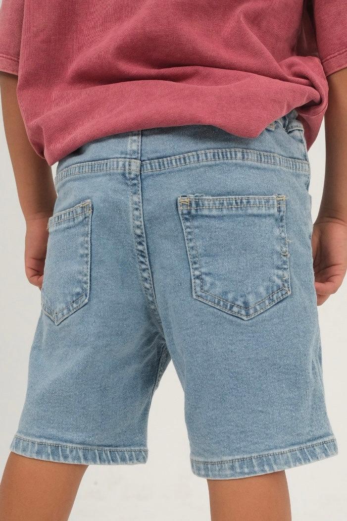 ripped light blue jean shorts - playmore