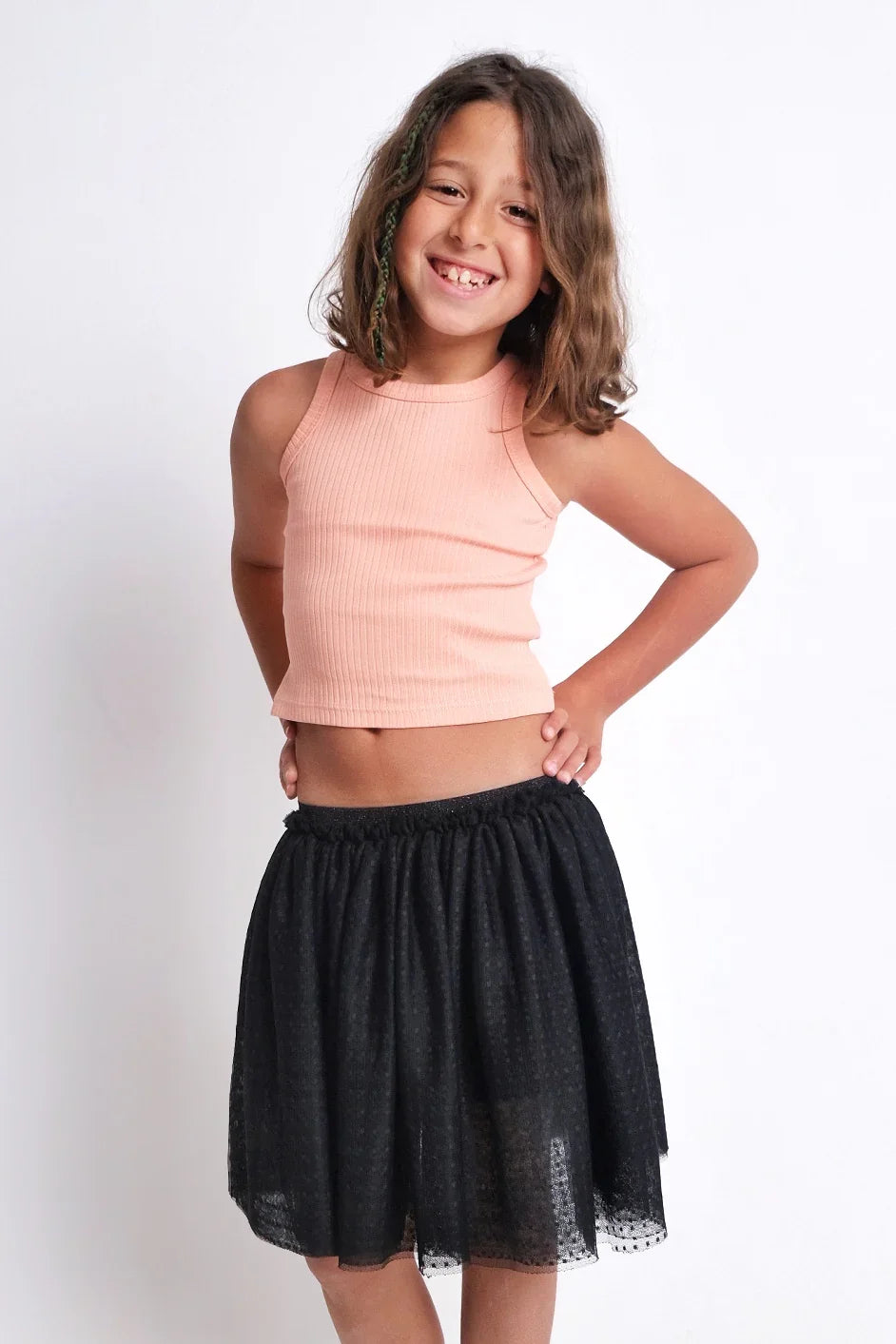 salmon cropped ribbed tank top - playmore