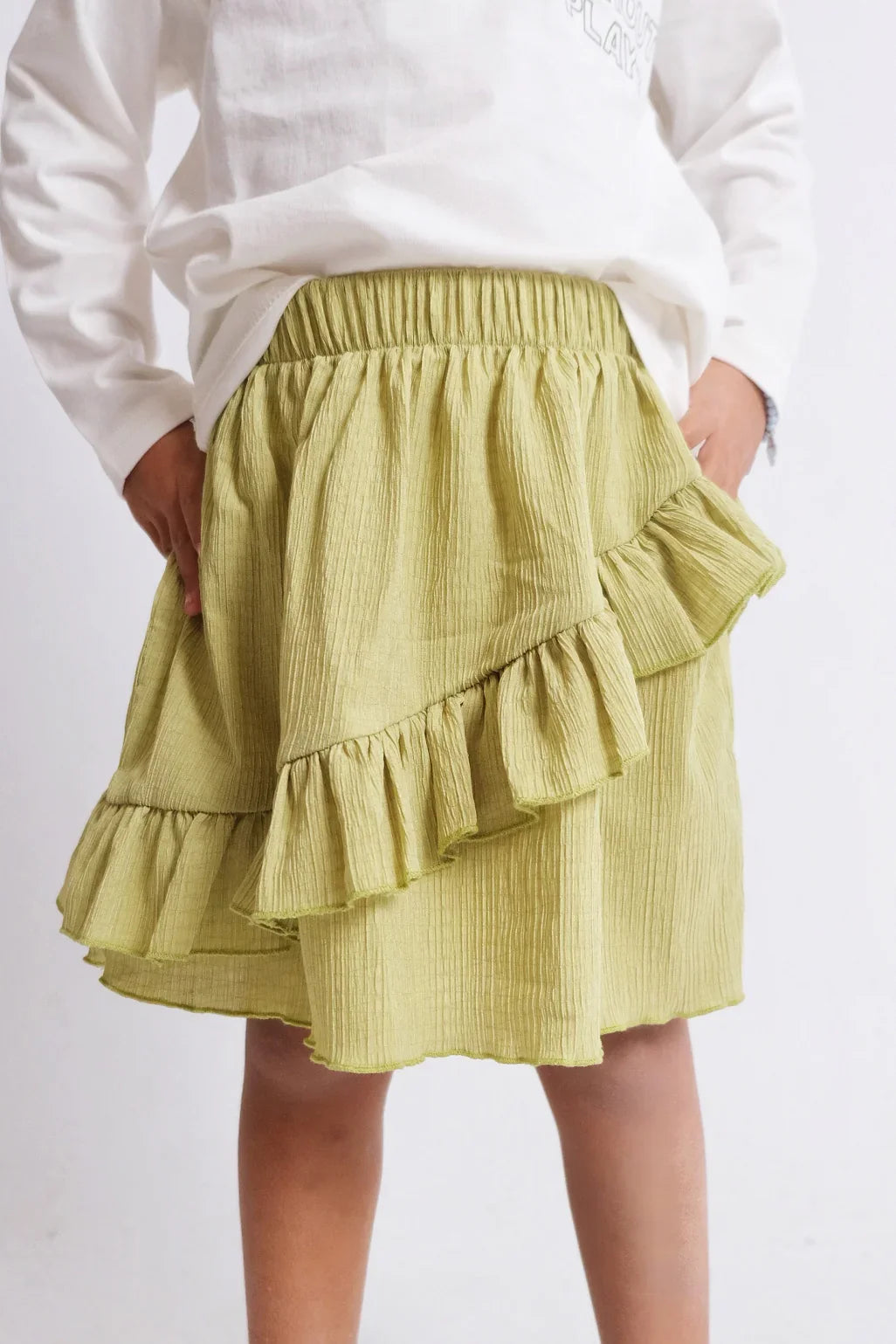 apple green ruffled skirt - playmore