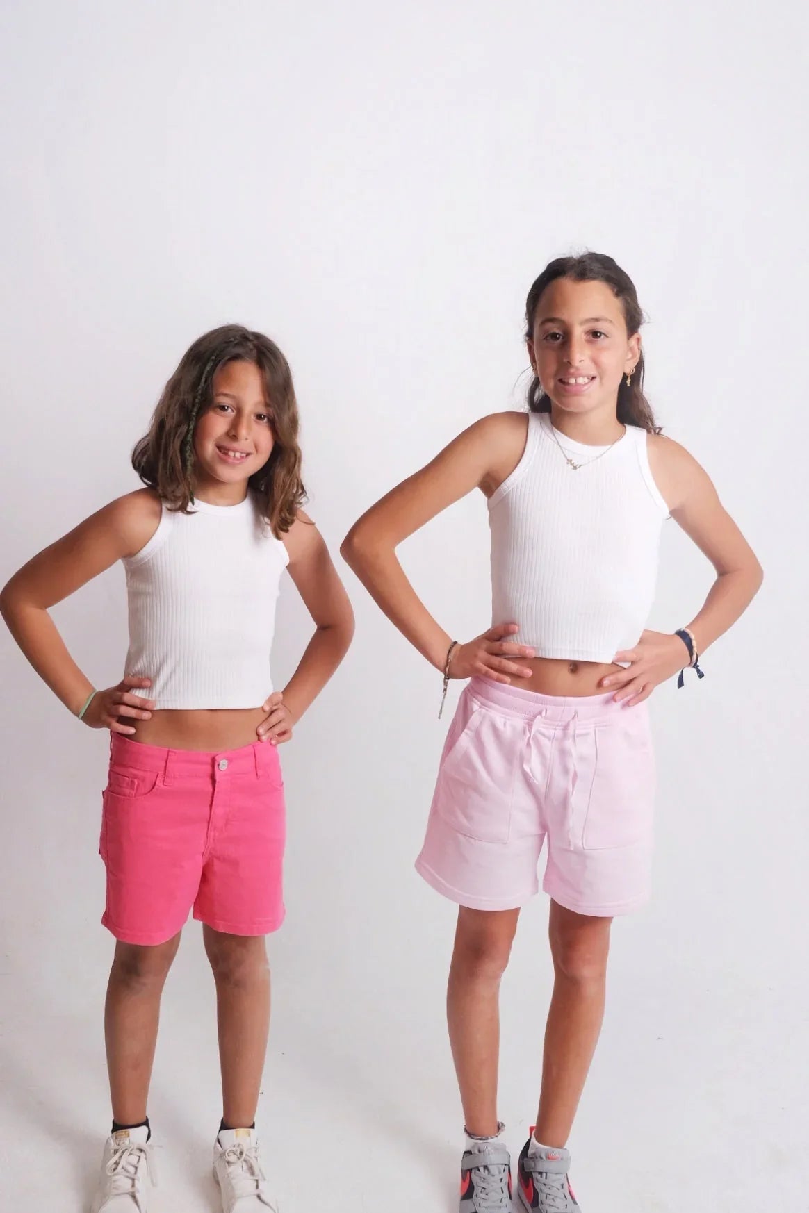 girls' pink cotton shorts - playmore