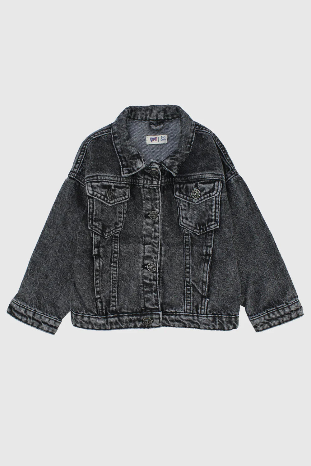 unisex grey long-sleeved jean jacket - playmore